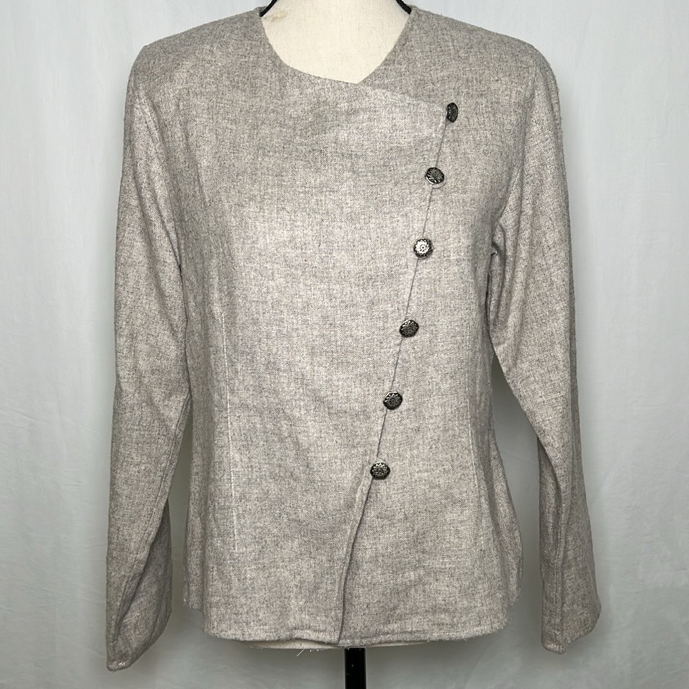 Coldwater Creek Size 6 Sweater Blazer Button Front Wool Acrylic Military Style